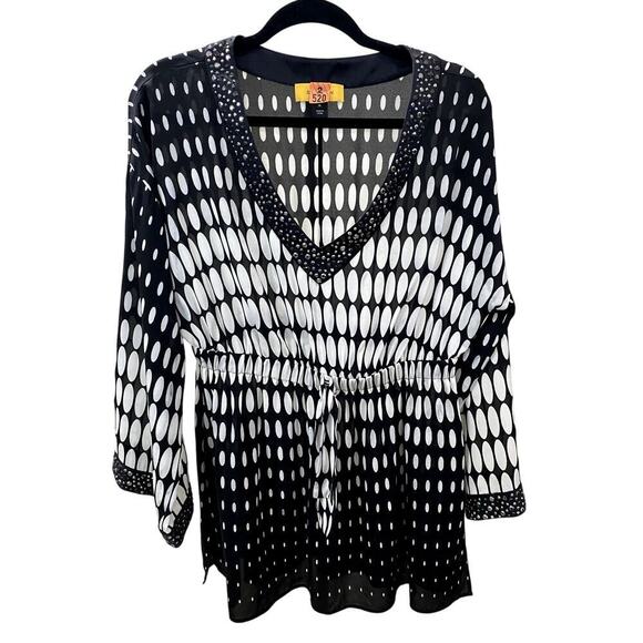 ✨HOST PICK✨ - St John Mini Bohemian Chic Black/White Tunic - Size Medium (EUC) - Picture 1 of 9